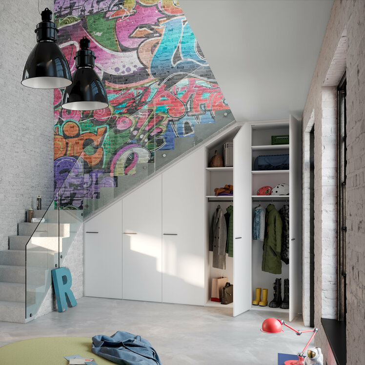 Storage space under the stairs