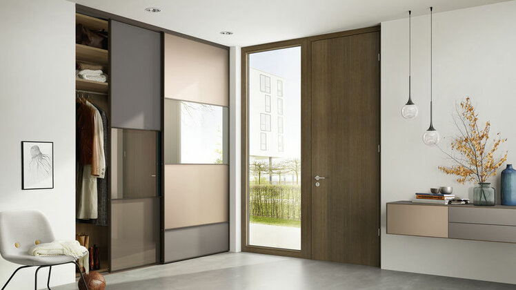 Sliding door S1200 with different types glass panels 